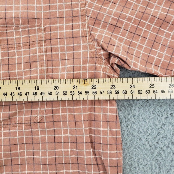 Boca Shirt Mens Large Orange Plaid Button Down Short Sleeve‎ Classic Pocket - Picture 8 of 10